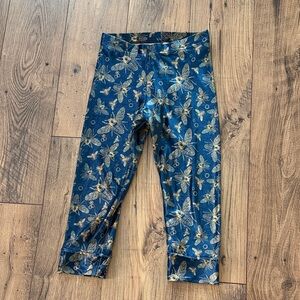 Blackmilk Navy Capri Leggings Gold Bees Sharkies rare find!